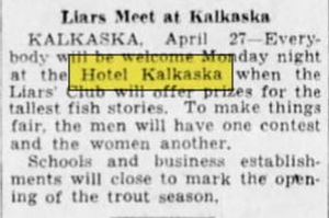 Hotel Kalkaska (Hotel Sieting) - April 1934 Article